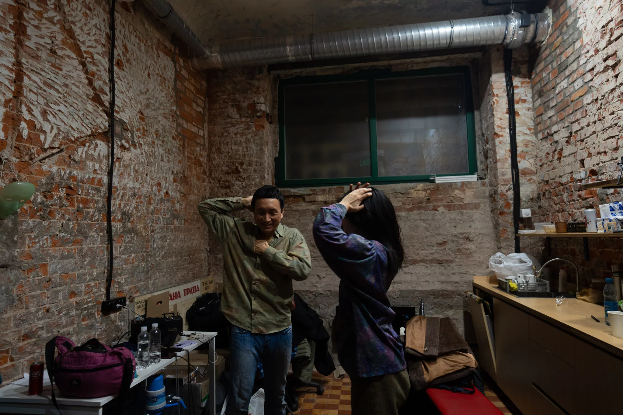 Hiroki and Sara after the performance on Feb. 21, 2026, in Kharkiv / Photo: Gwara Media, Yana Sliemzina