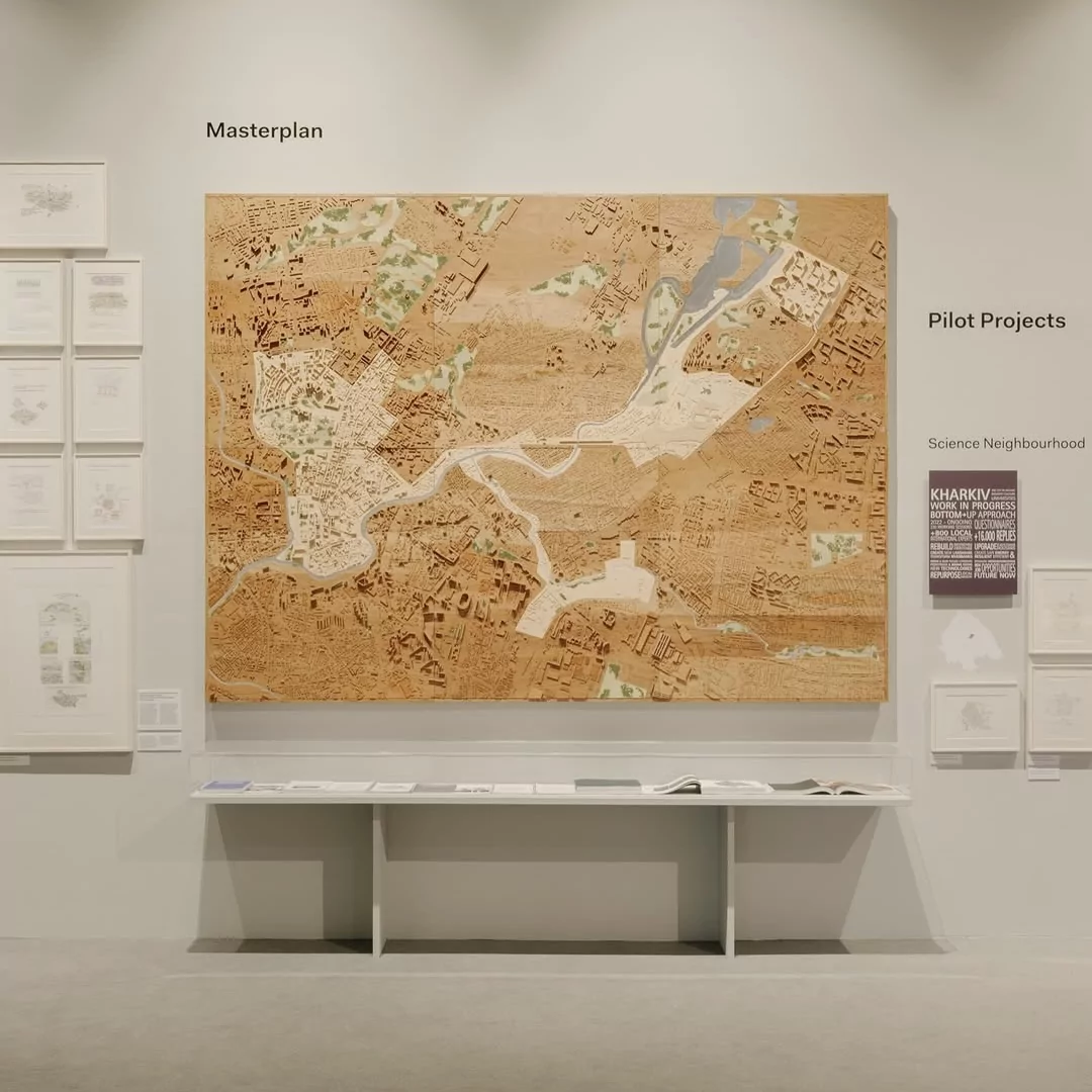 An installation in the form of a map based on Norman Foster’s masterplan for Kharkiv was presented at the Triennale Milano exhibition in August 2025