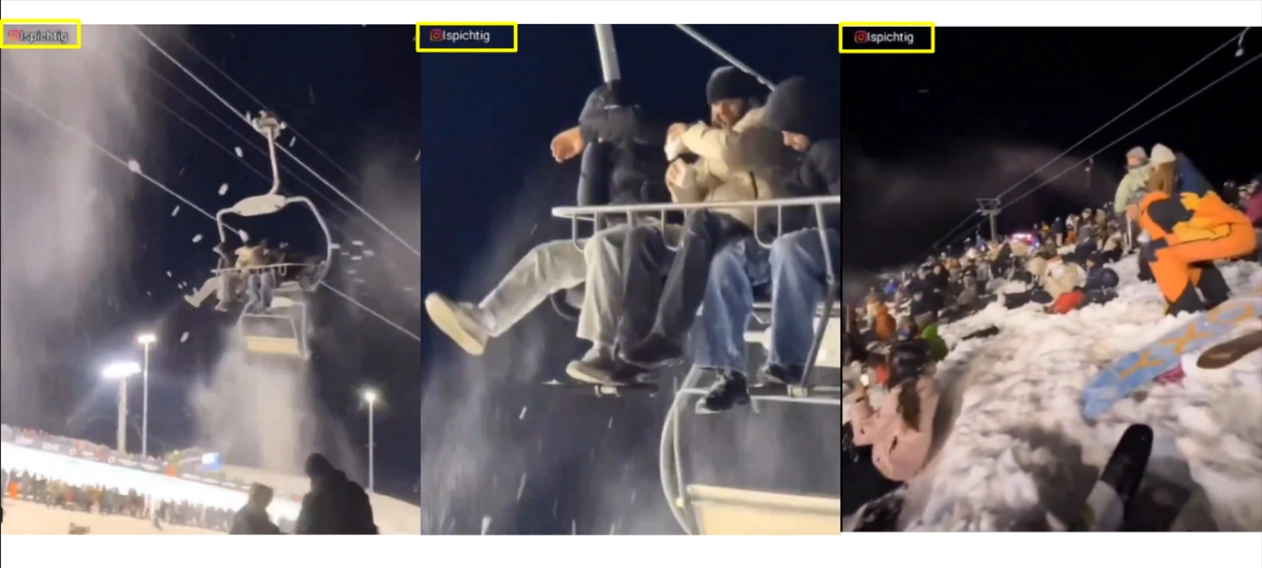 зображення до посту: Фейк. У Швейцарії місцеві знущаються з українців, саджаючи їх у кабіни підіймачів та закидуючи снігом