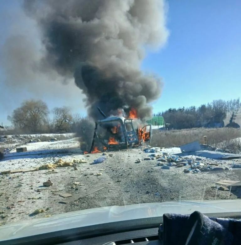 Russians attack car with humanitarian aid in Oskil village in eastern Kharkiv oblast