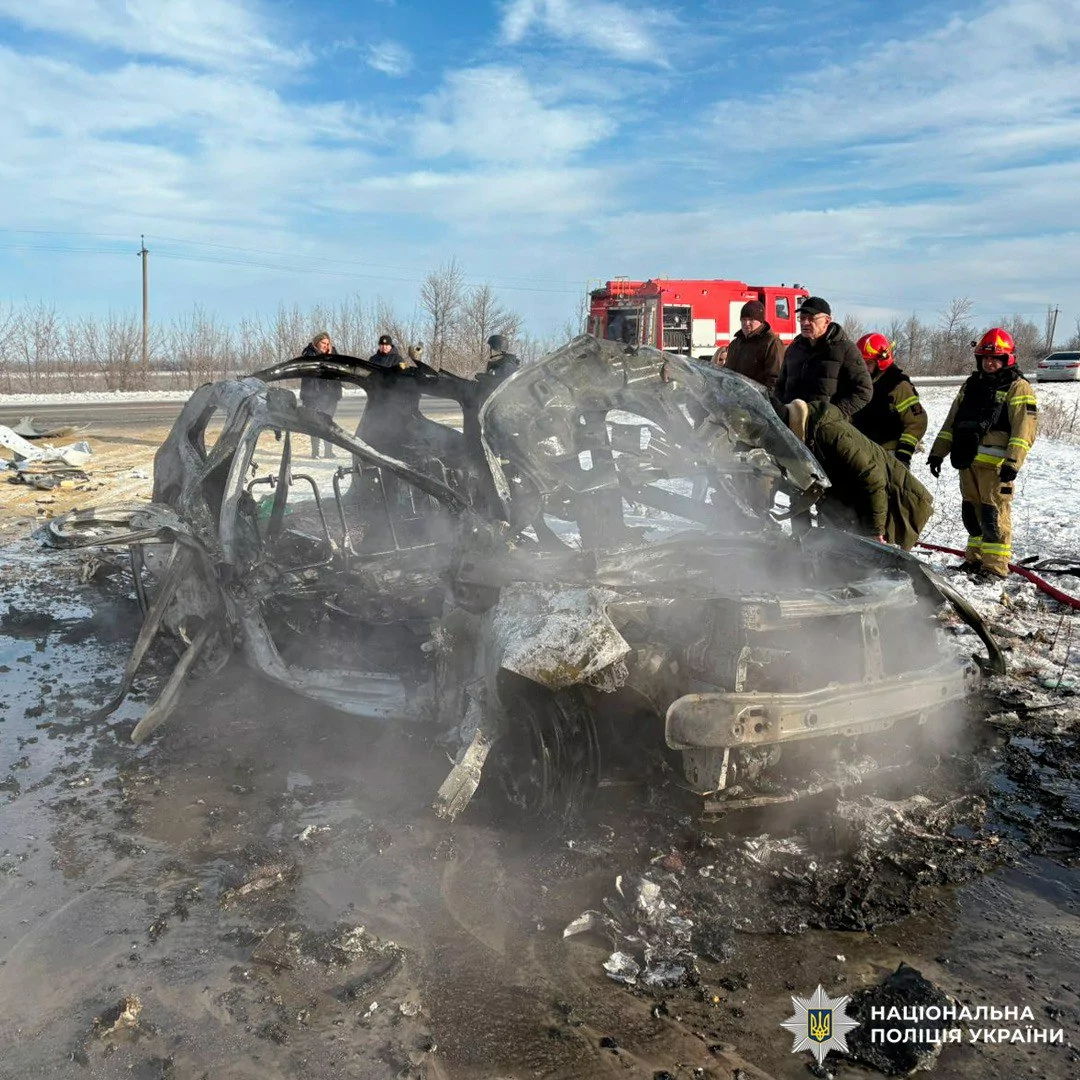 Destroyed ambulance after Russian drone attack