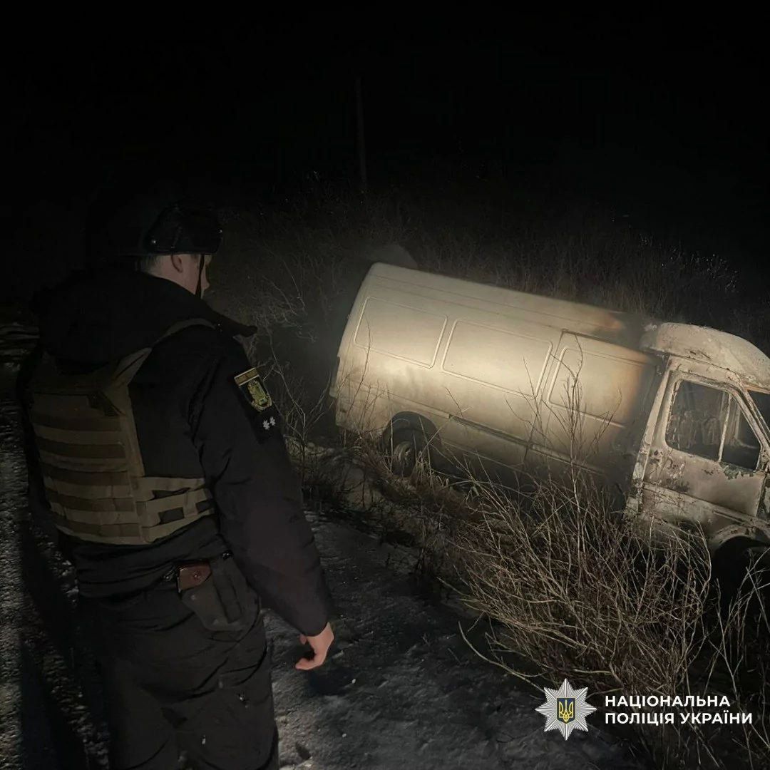 Damaged car after Russian attack on Kharkiv oblast