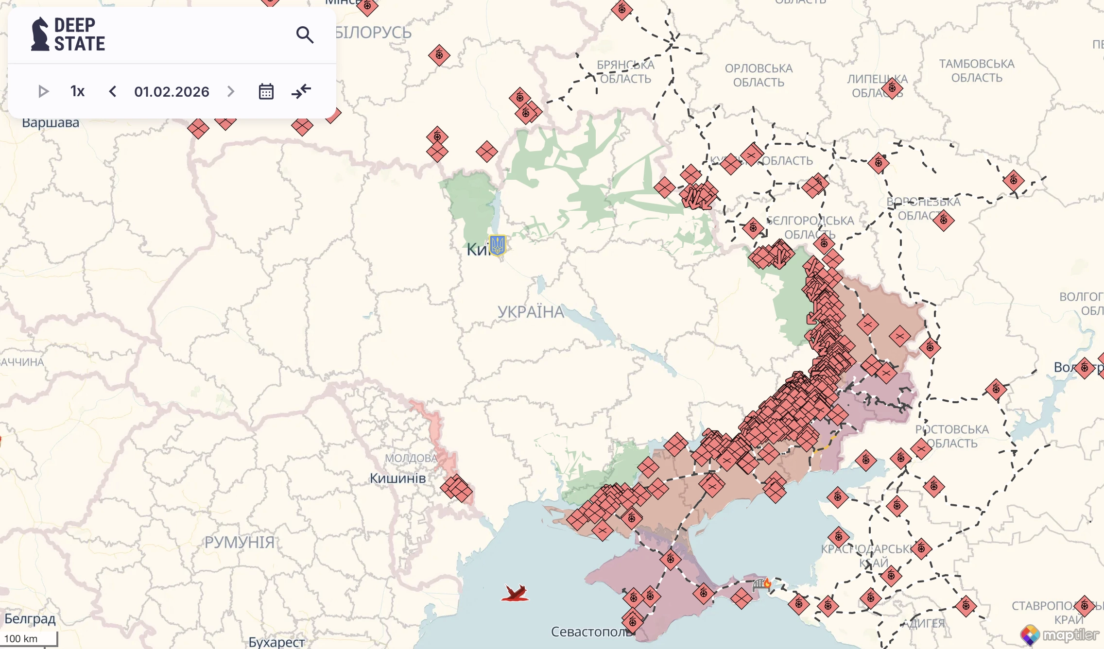 Мапа DeepState за 1 лютого 2026 року