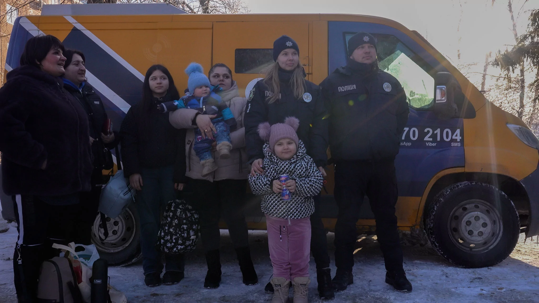 A family evacuated from Hontarivka