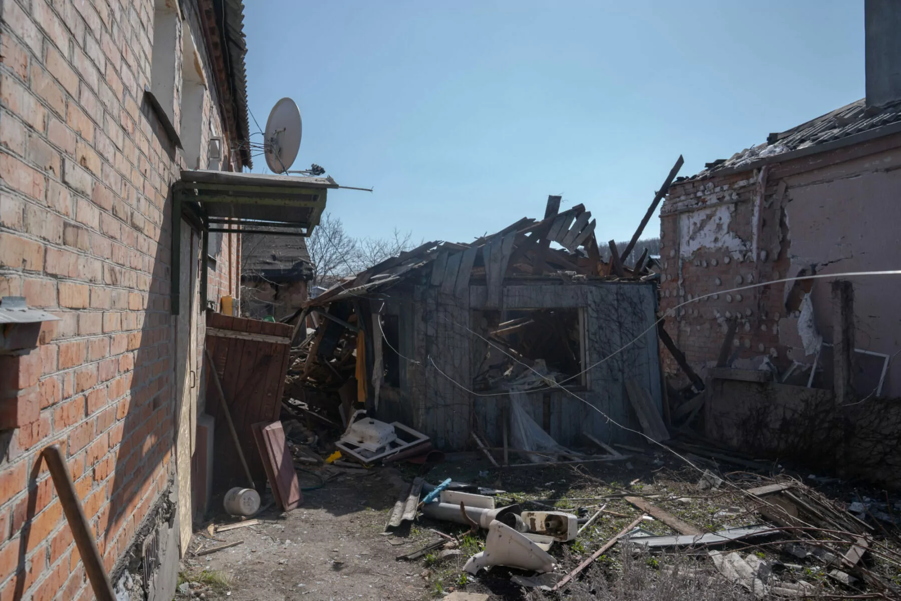 Damaged house in Kharkiv