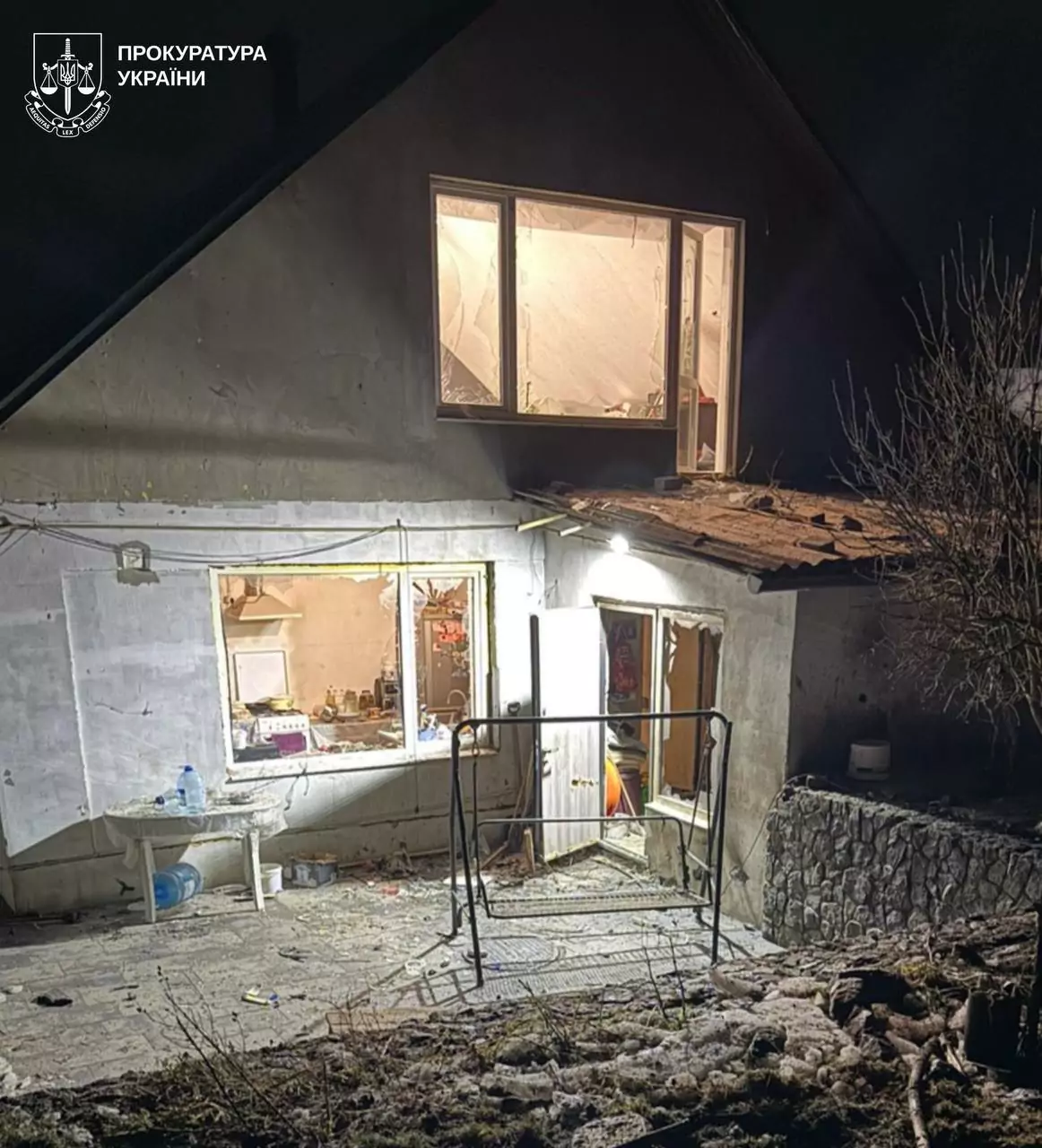 Damaged house after Russian attack on Vilshany village