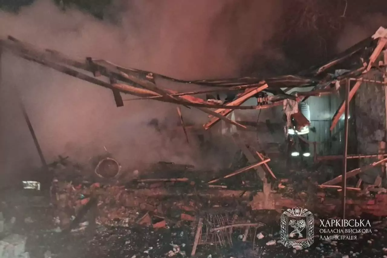 Damaged house in Kharkiv Oblast after Russian attack
