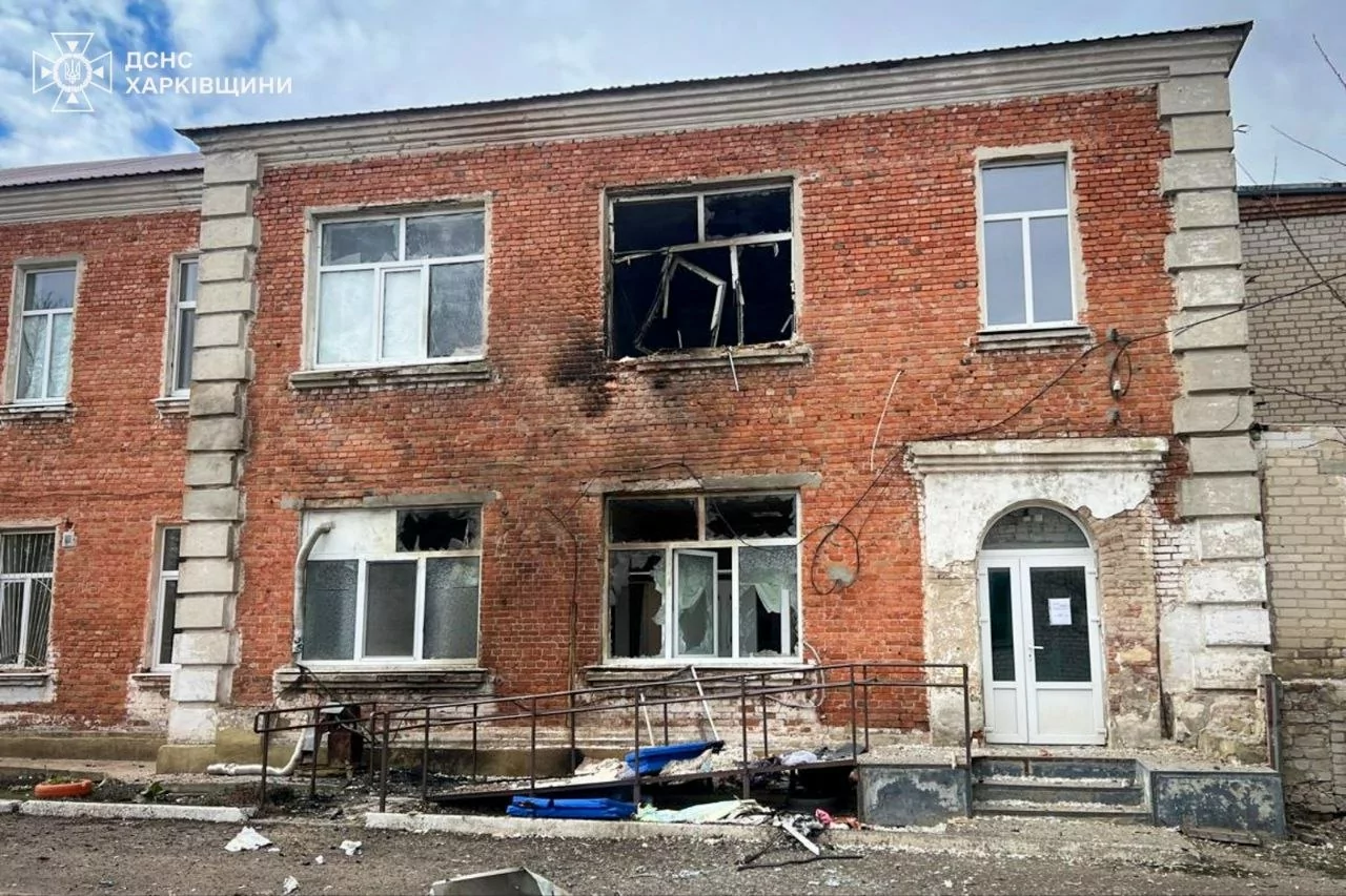 Damaged hospital in the Kupiansk district