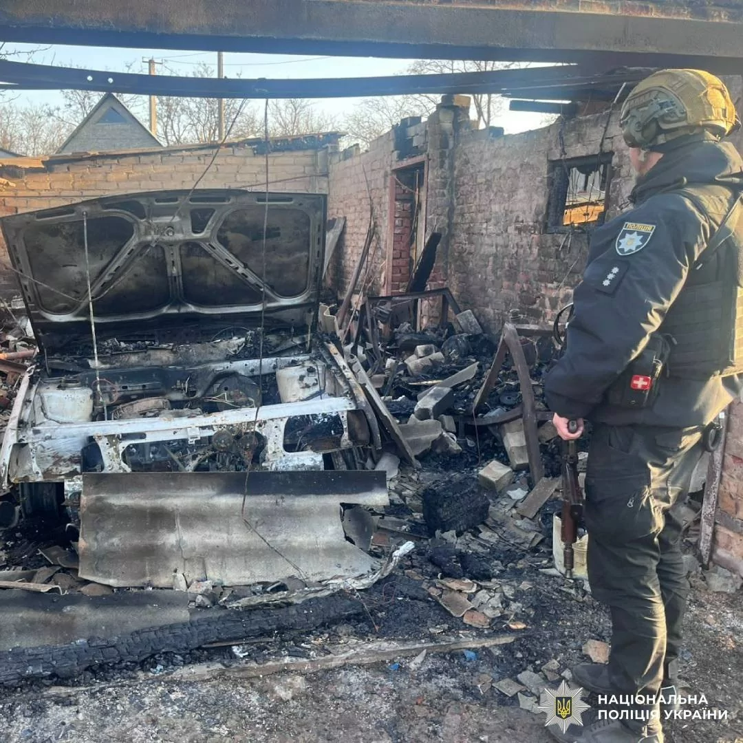 Damaged car after Russian attack on Kharkiv Oblast