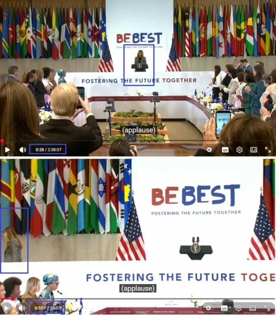 Скриншоти з відео саміту у Вашингтоні з Меланією Трамп