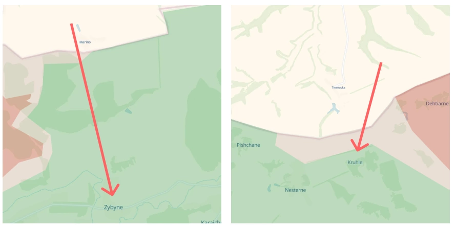 Directions of Russian attacks on the Kharkiv axis per the data from the General Staff of Ukraine