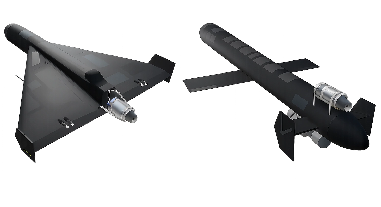 Моделі російських безпілотників «Герань-3» та «Герань-5»