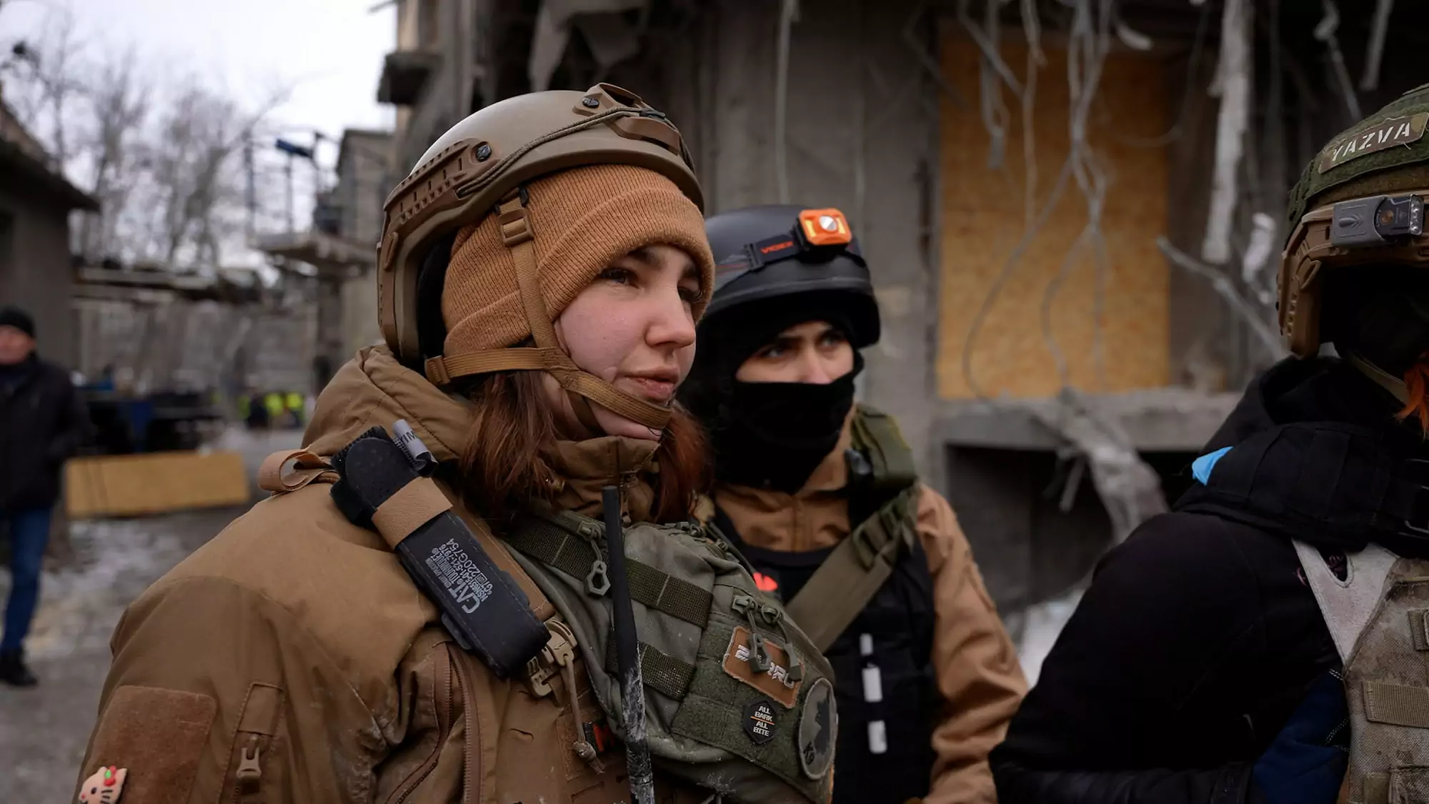 Oleksandra Karpova, a canine trainer and founder of the Mriia K9 search-and-rescue team