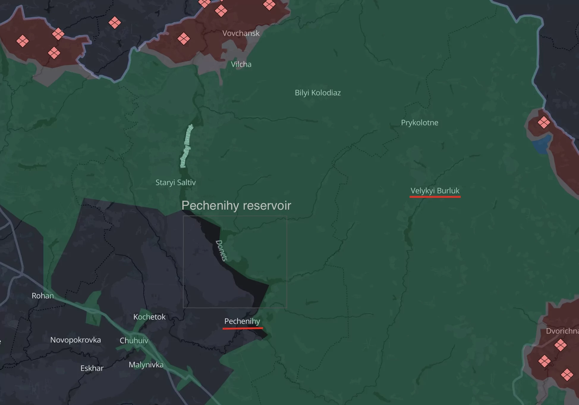 the Pechenihy reservoir in the Chuhuiv district
