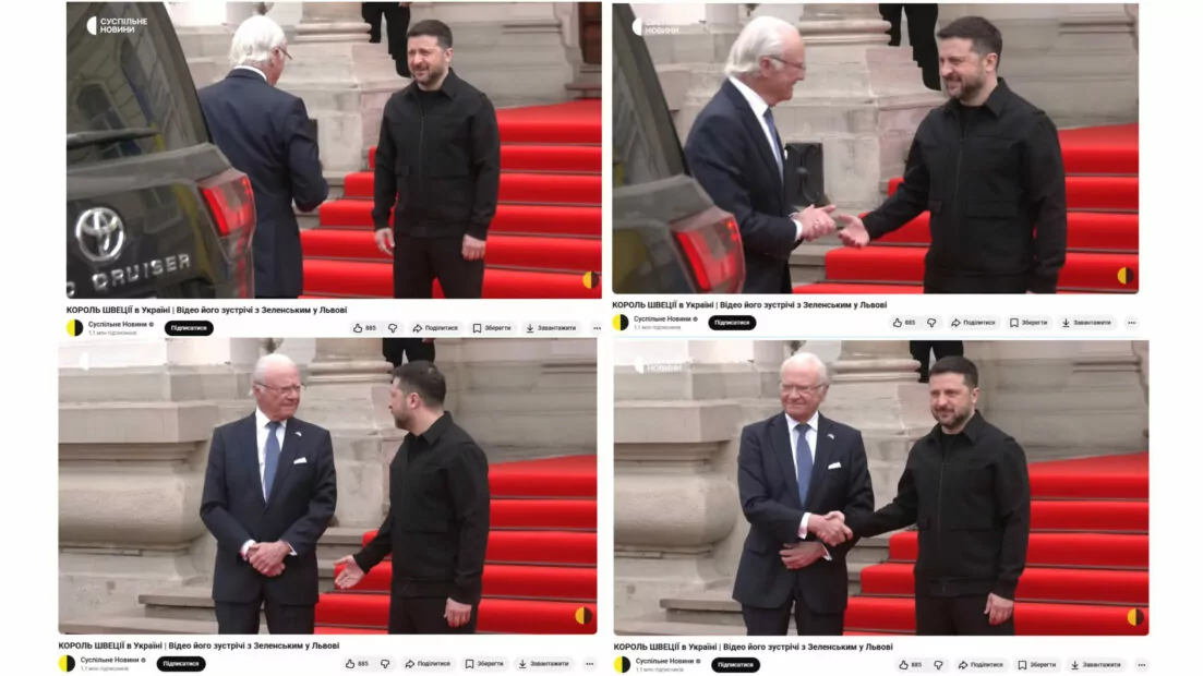 зображення до посту: Маніпуляція. Король Швеції під час візиту відмовився тиснути руку Зеленському