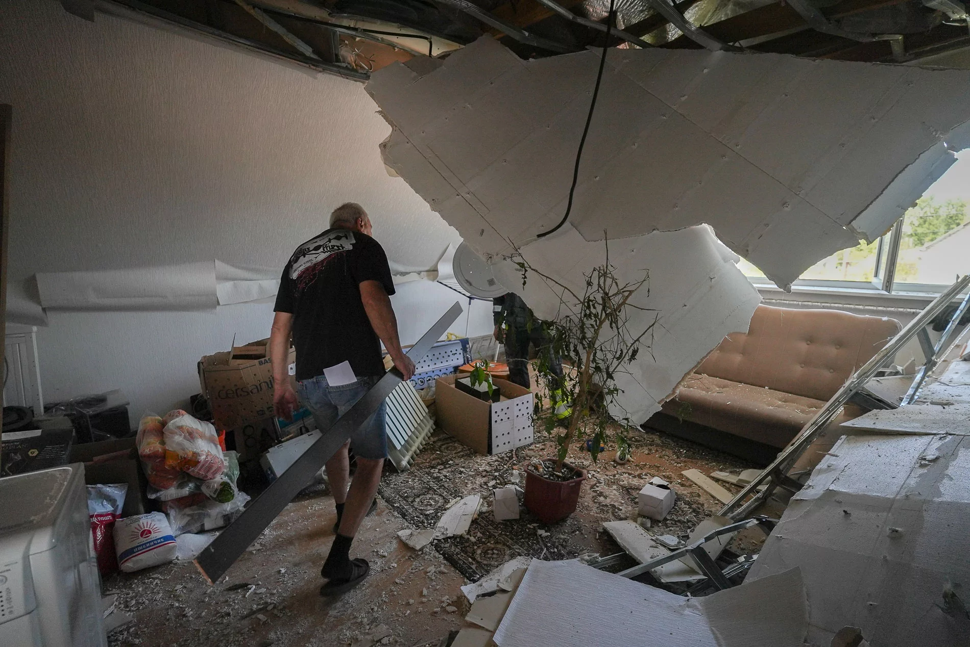 Damaged house after Russian attack