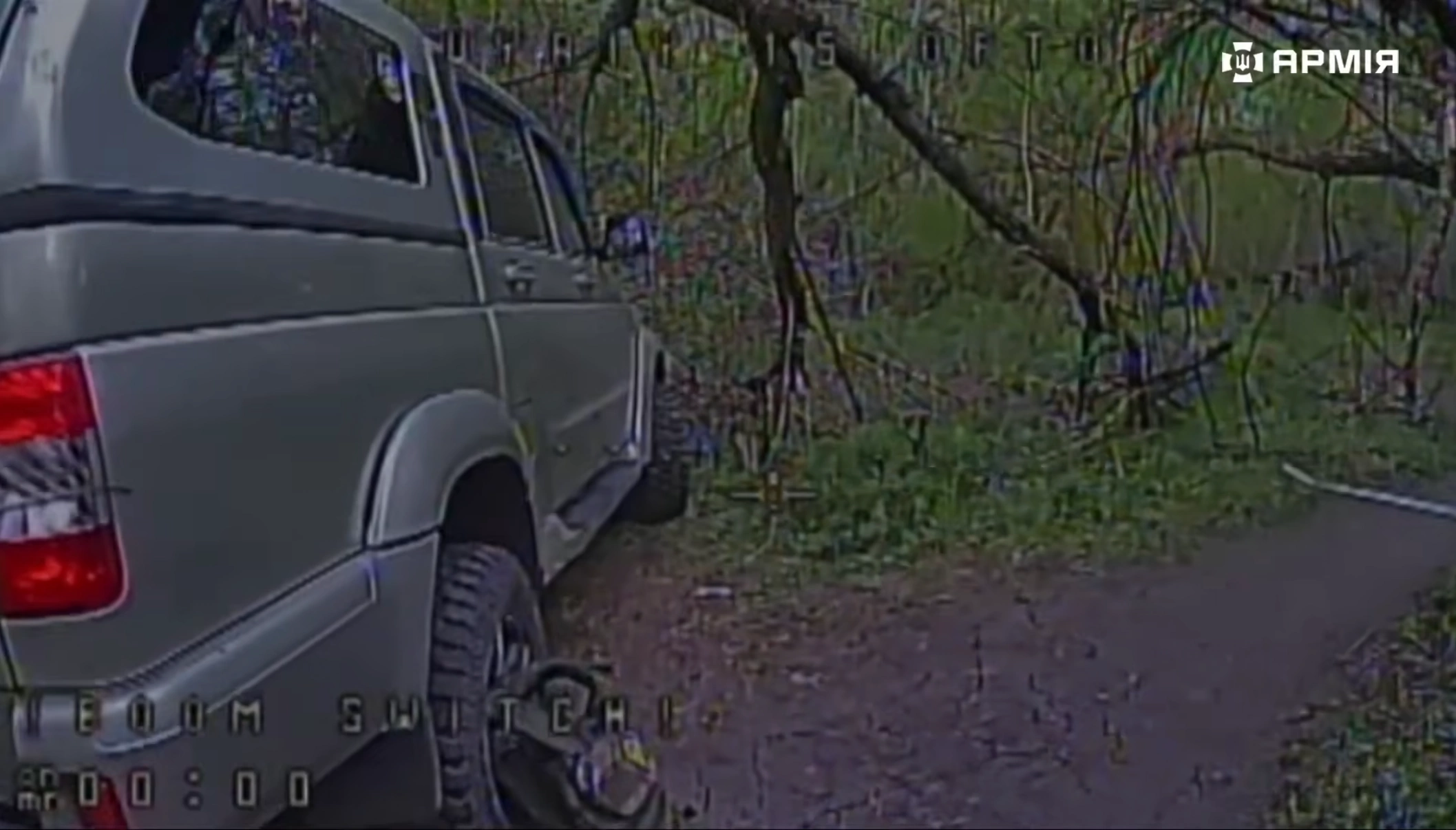 Ukrainian drone hit Russian car