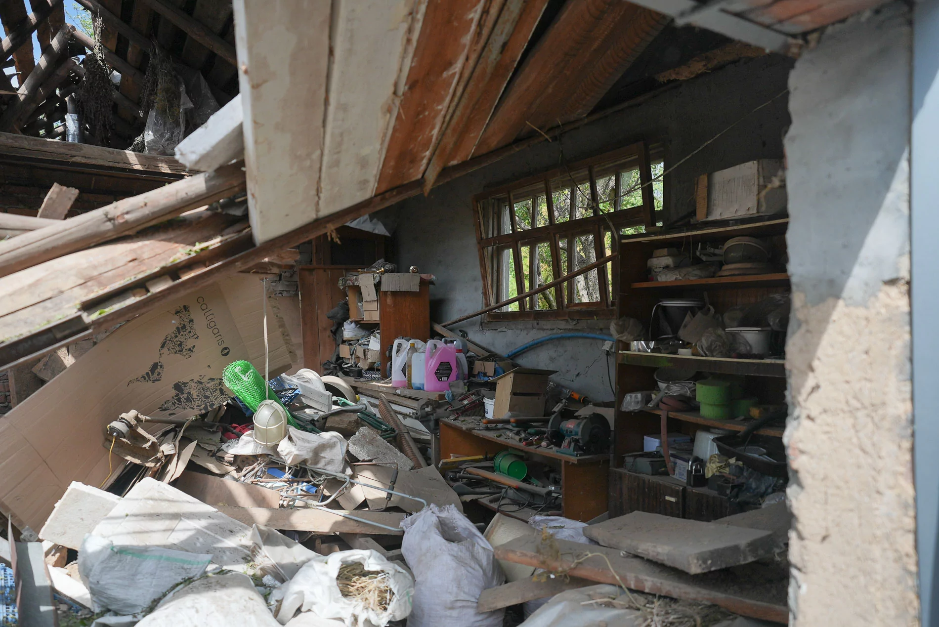 Russian attack damaged house in Rokytne, Kharkiv oblast