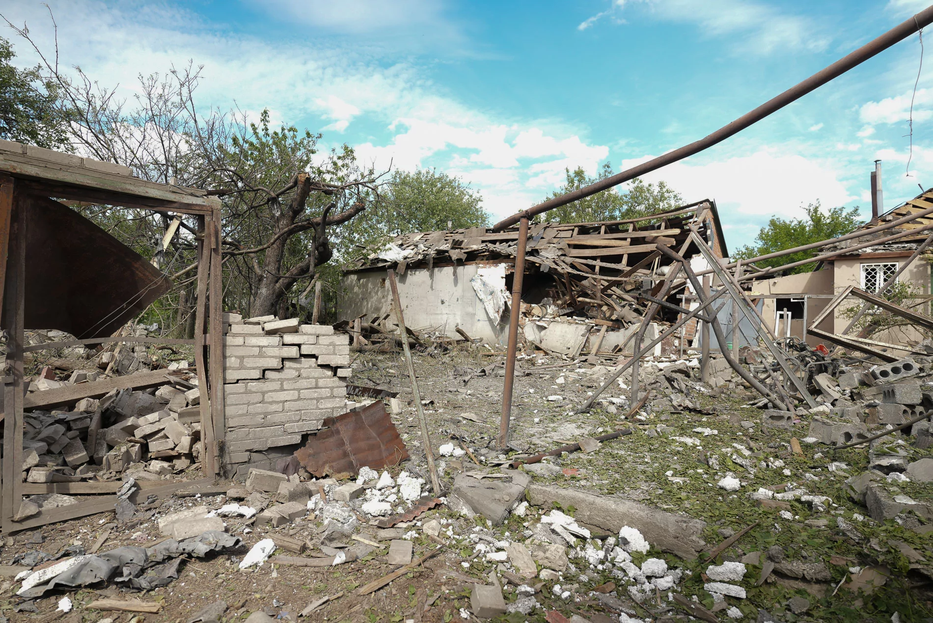 Russian attack damaged house in Rokytne, Kharkiv oblast