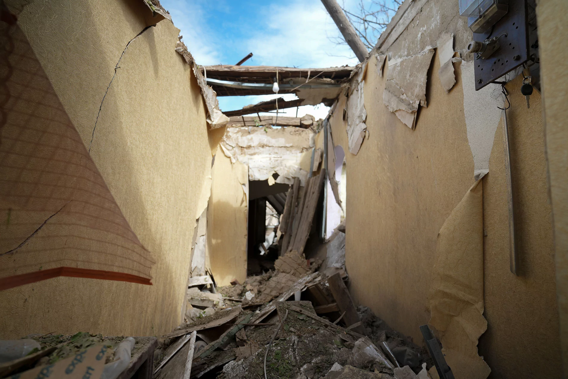 Russian attack damaged house in Rokytne, Kharkiv oblast