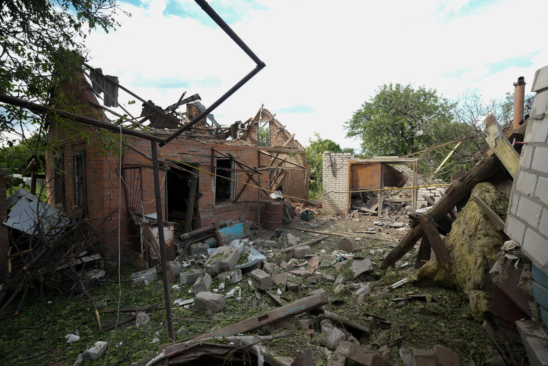 Russian attack damaged house in Rokytne, Kharkiv oblast