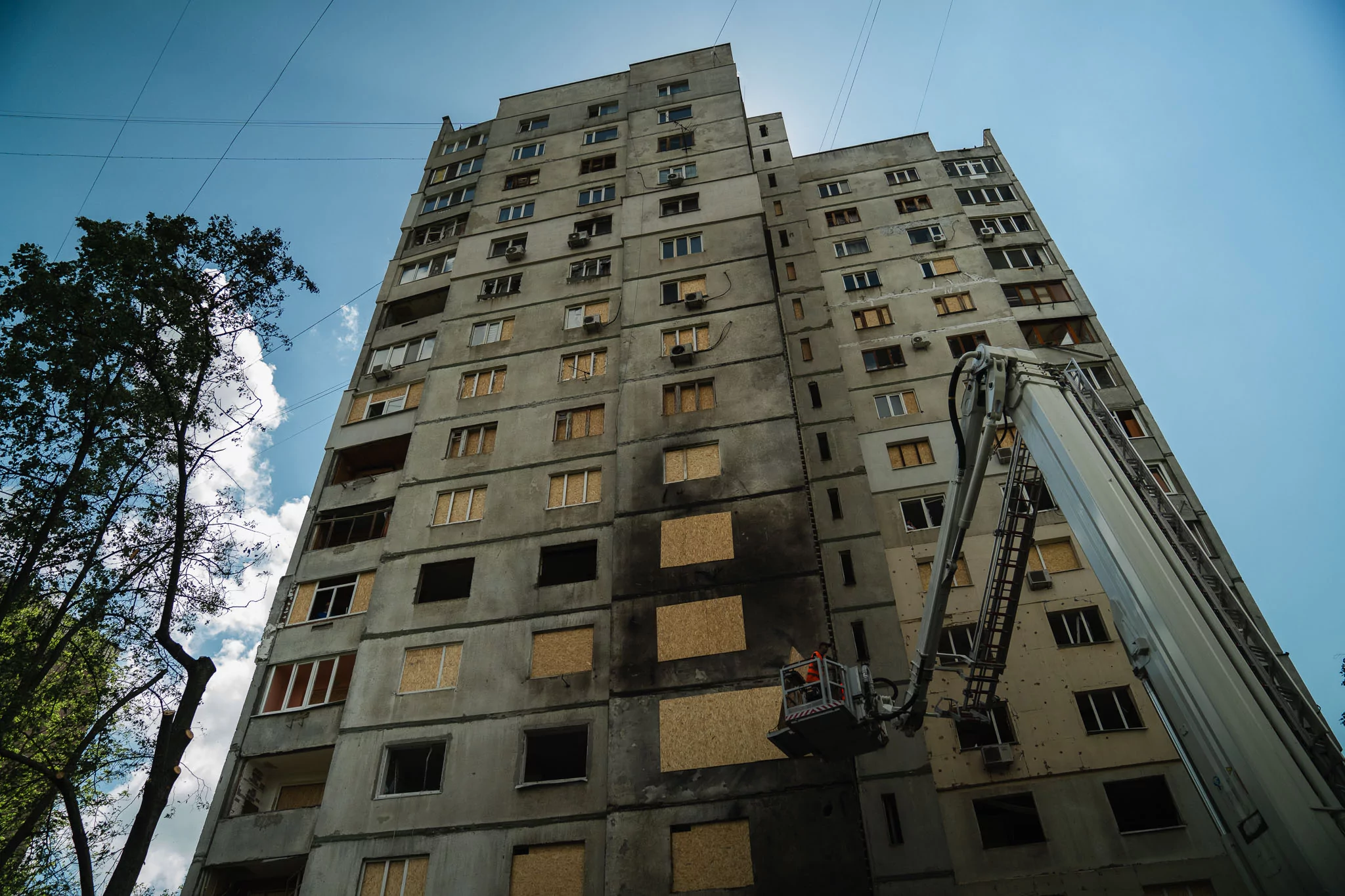 Damaged building in Kharkiv
