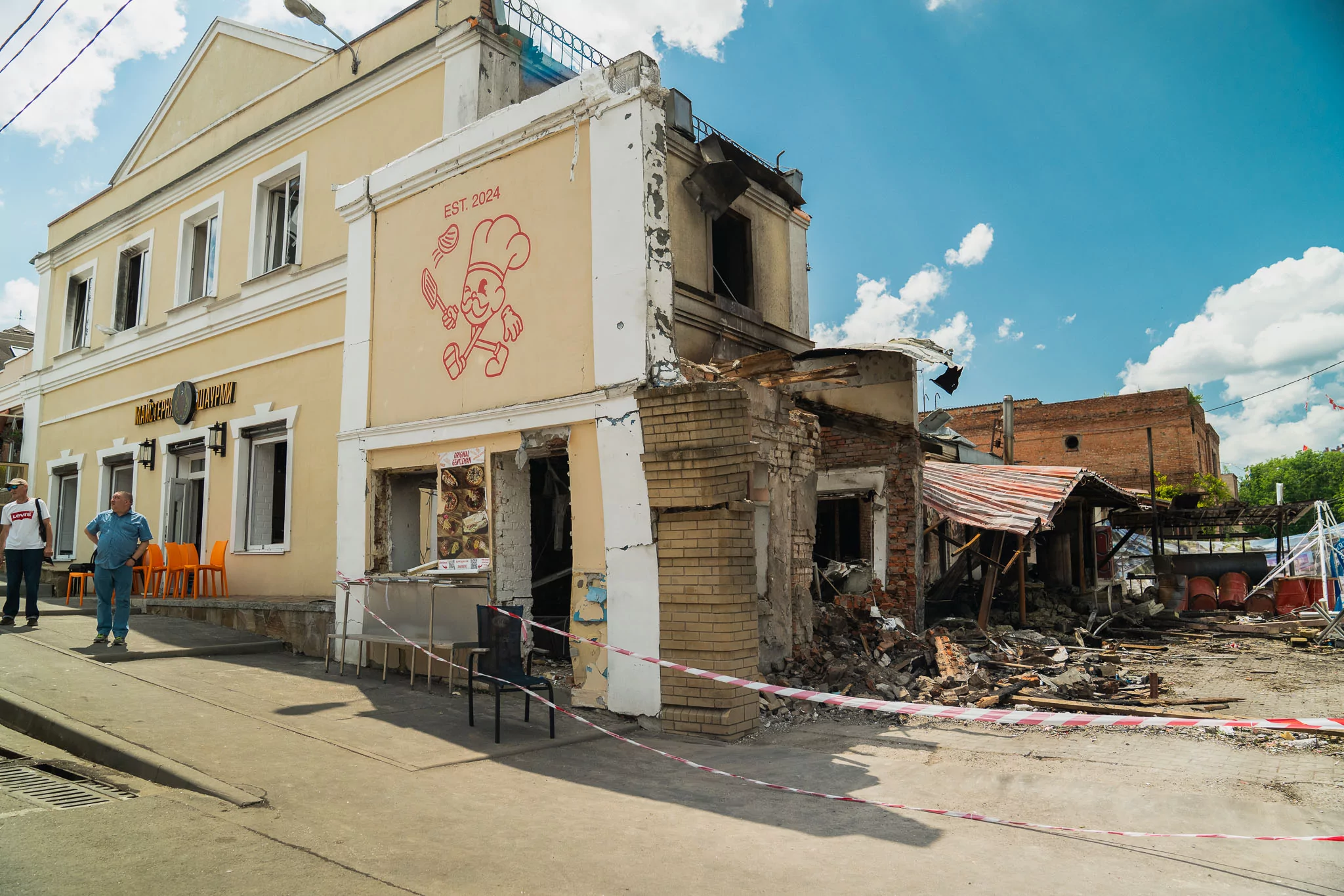 Damaged restaurant in Kharkiv