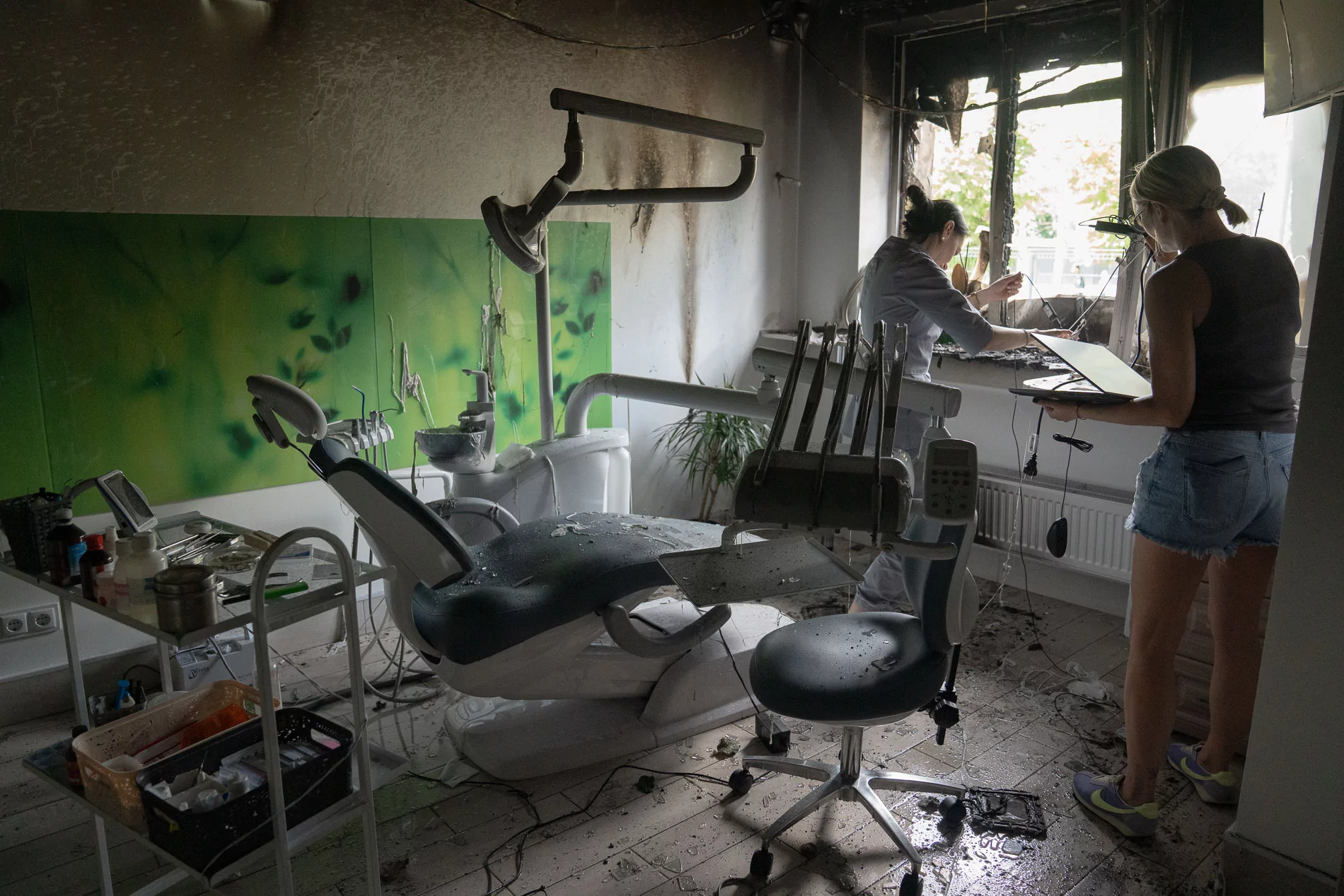 Damaged dental clinic in Kharkiv