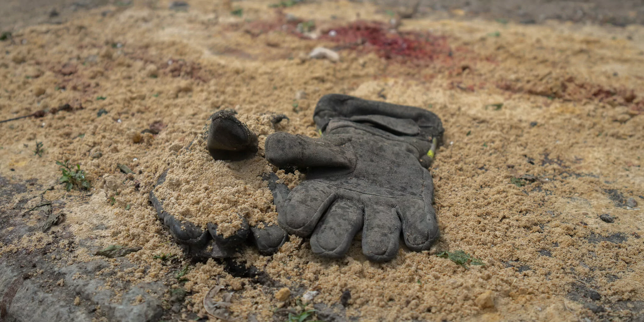 The gloves of the rescuer who died
