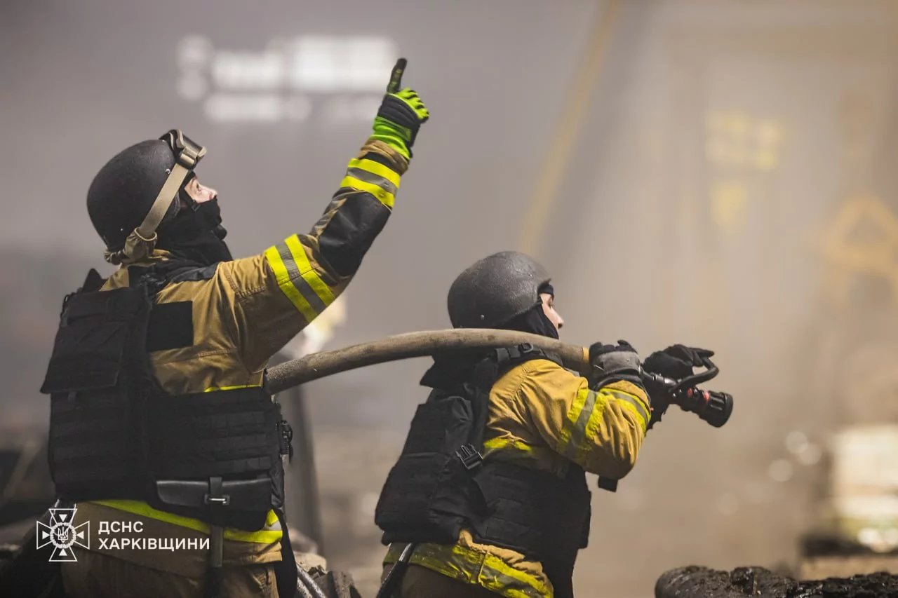 Firefighters are extinguishing the fire