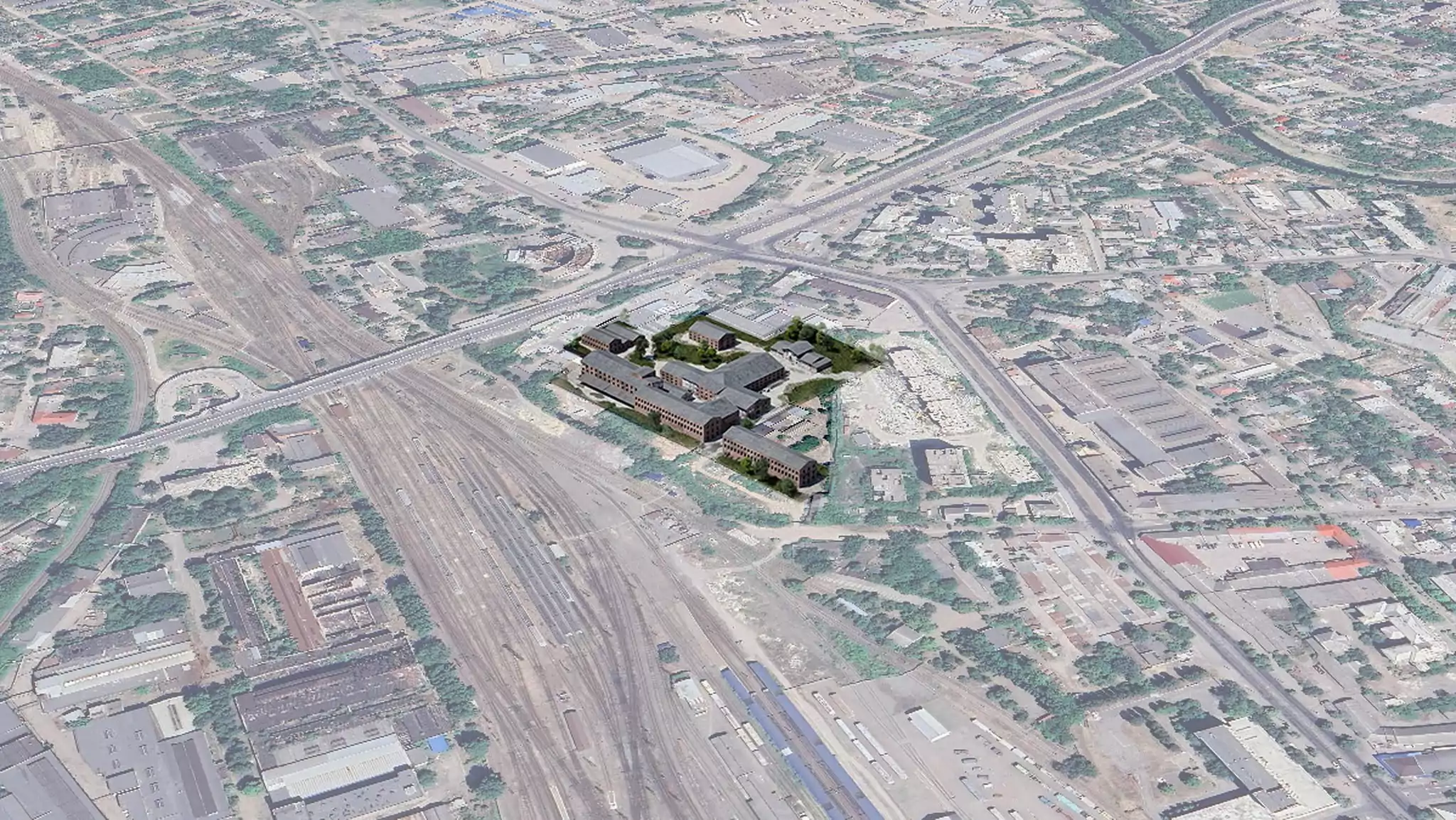 3D модель заводу у міському просторі