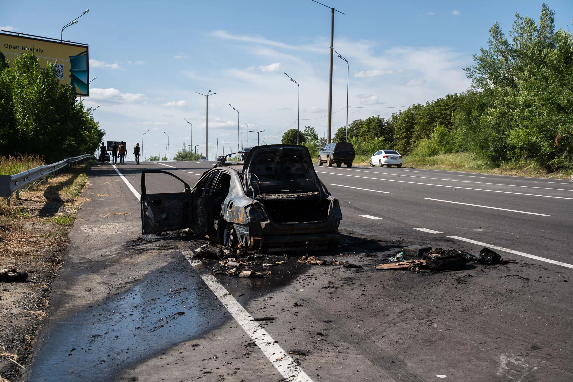 Damaged car where the family was present at the moment of the Russian glide bomb attack on Jul. 7