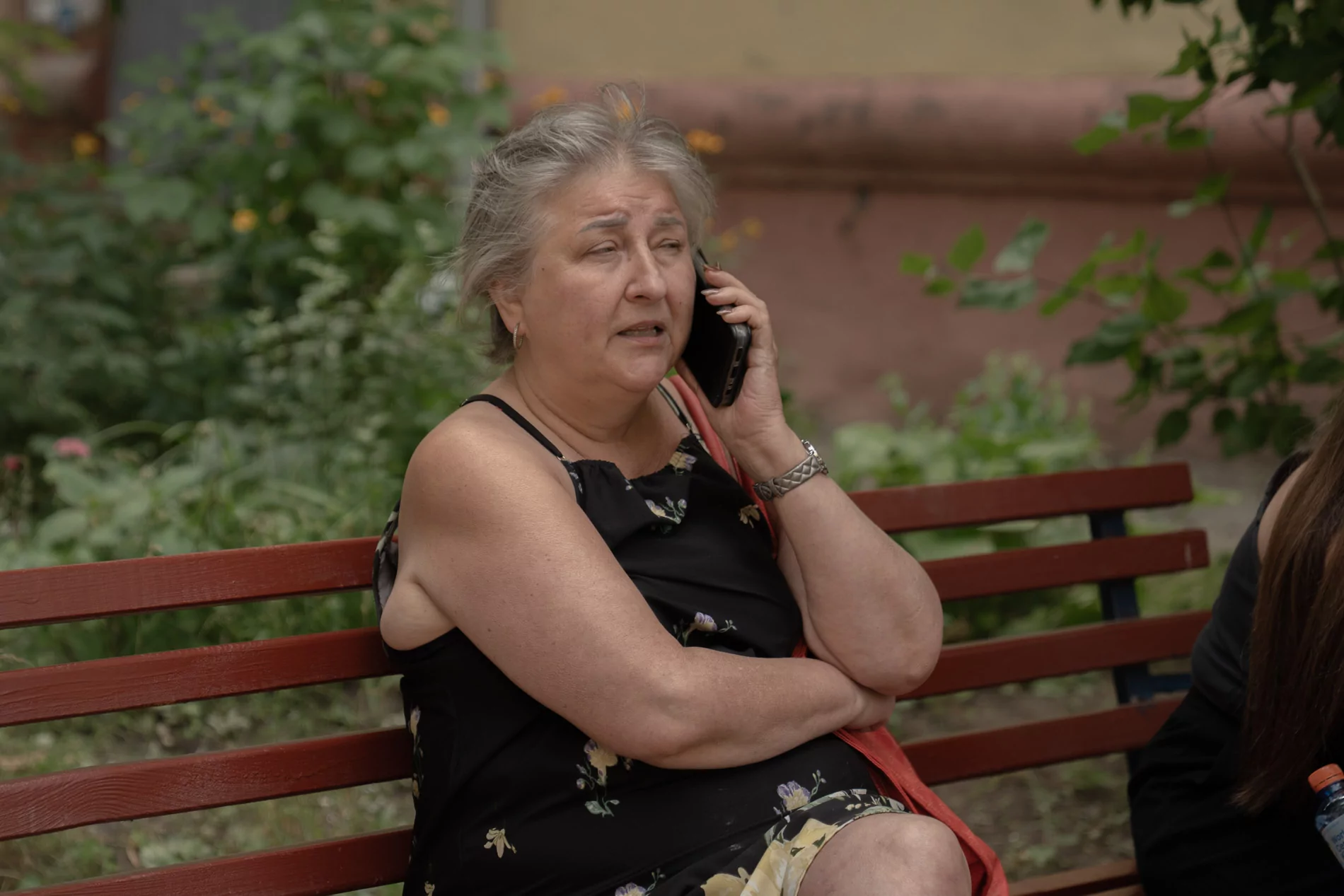 Resident of damaged building in Kharkiv