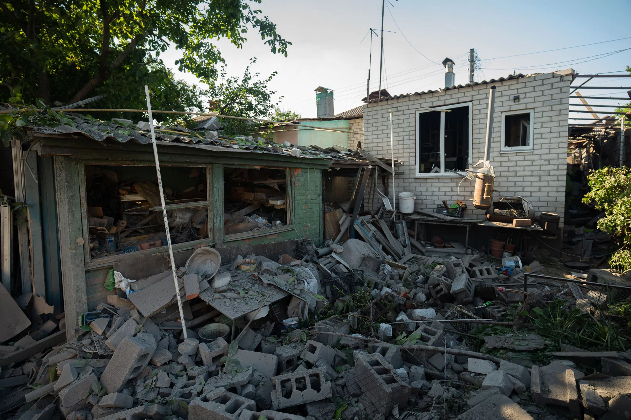 Damaged house in Kharkiv
