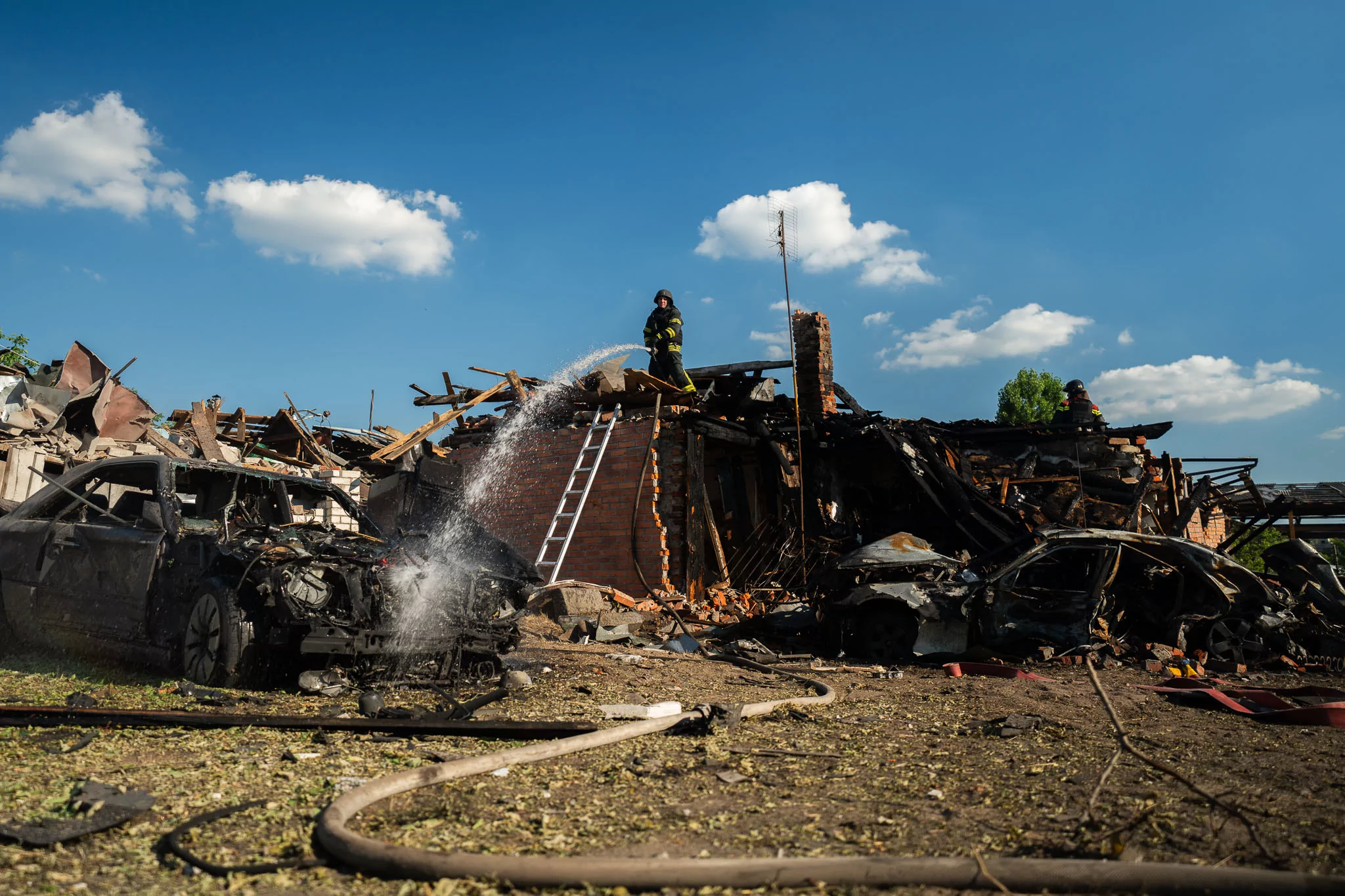 Damaged house in Kharkiv