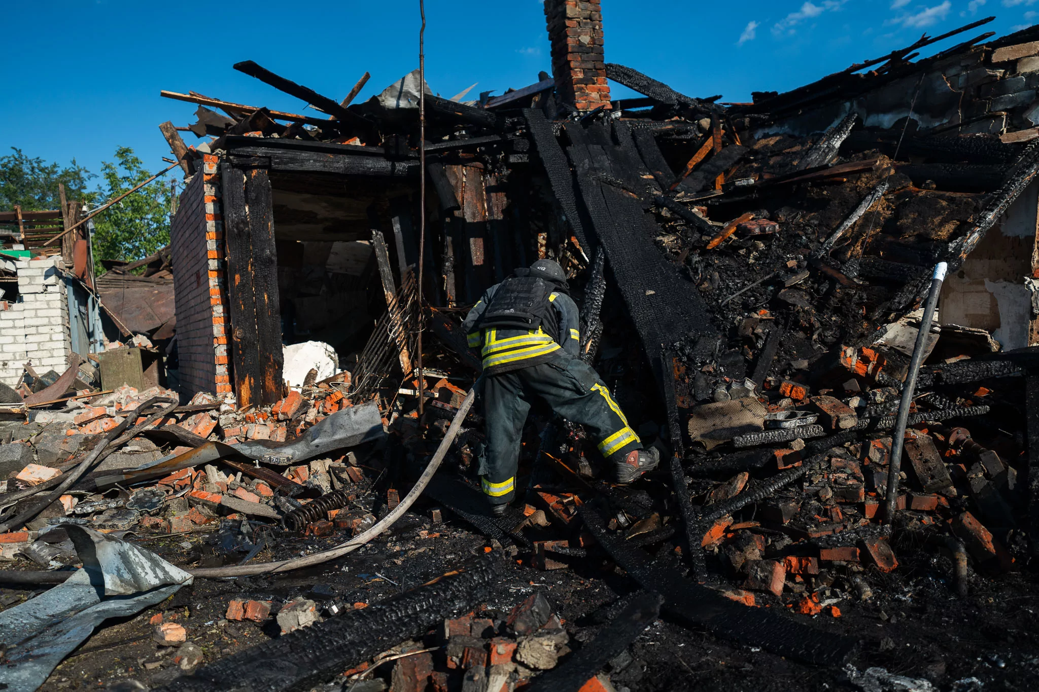 Damaged house in Kharkiv