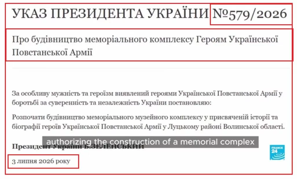 Підроблене зображення Указа президента № 579/2026