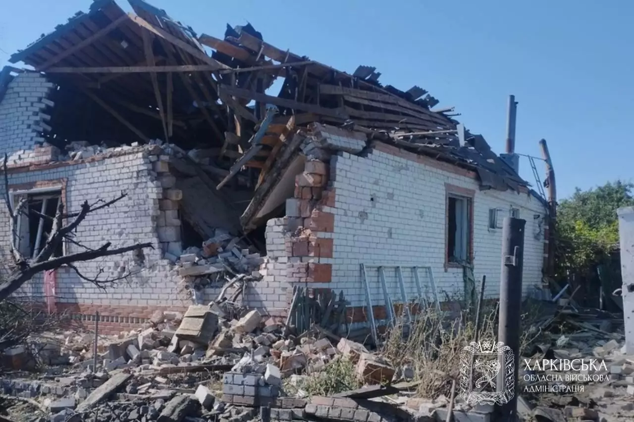 Damaged house in Kharkiv oblast