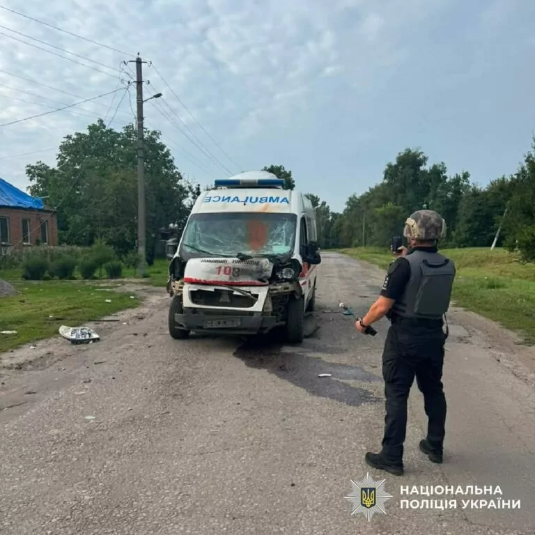 Russian FPV drone attacks ambulance in Zolochiv, Kharkiv oblast, injures 2 people