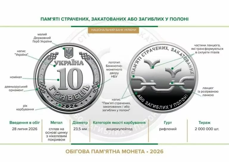 В Україні з’явилася монета в пам’ять загиблих у полоні українців