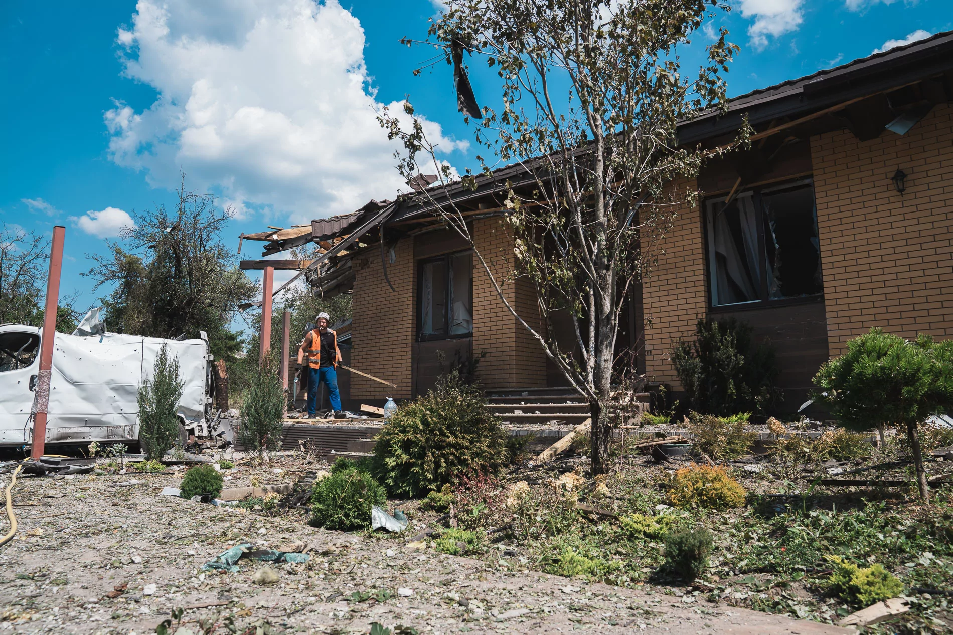Damaged house in Kharkiv