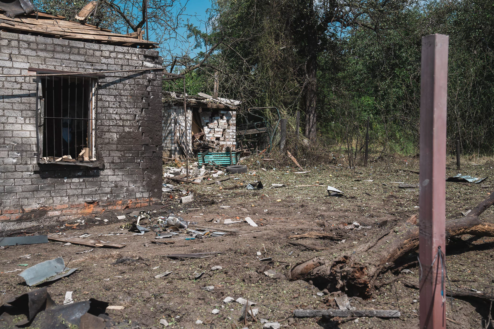 Damaged house in Kharkiv