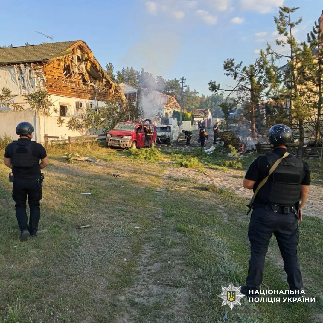Damaged houses after Russian attacks