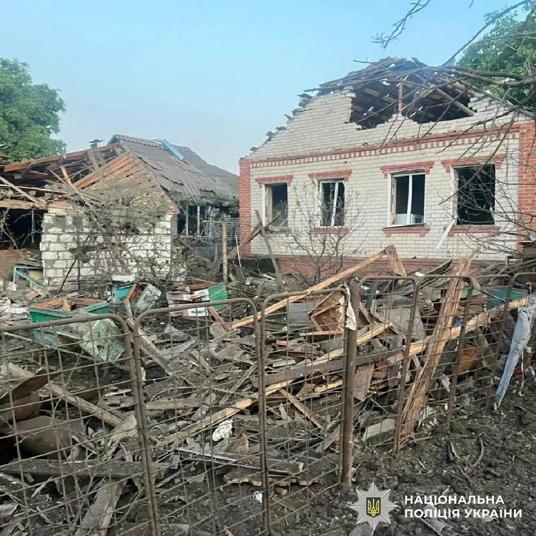 Damaged houses after Russian attack