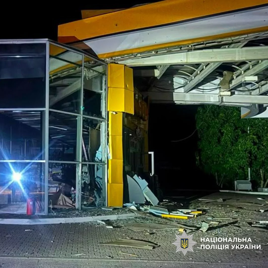 Damaged gas station in Kharkiv