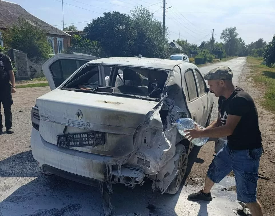 Civilian car after Russian attack