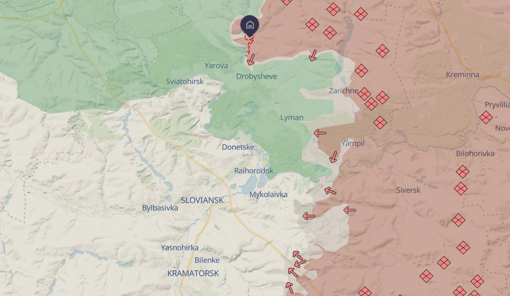 The frontline village of Shandryholove in the Lyman community, where Oleksii Yukov suffered a fatal injury