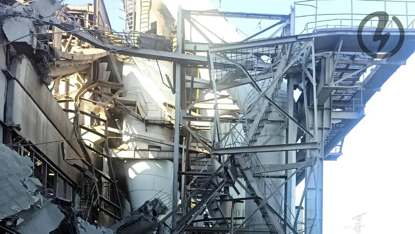 Damaged Trypilska thermal power plant