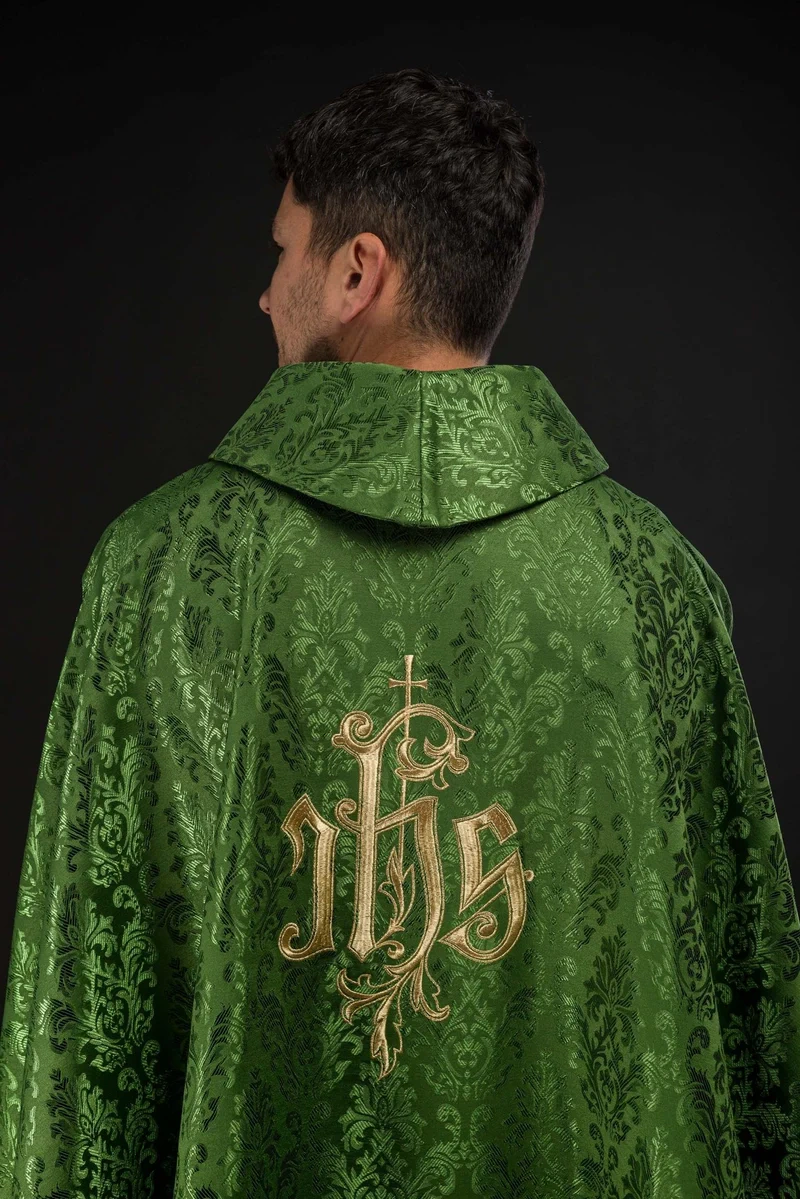 Green chasuble with floral ornament