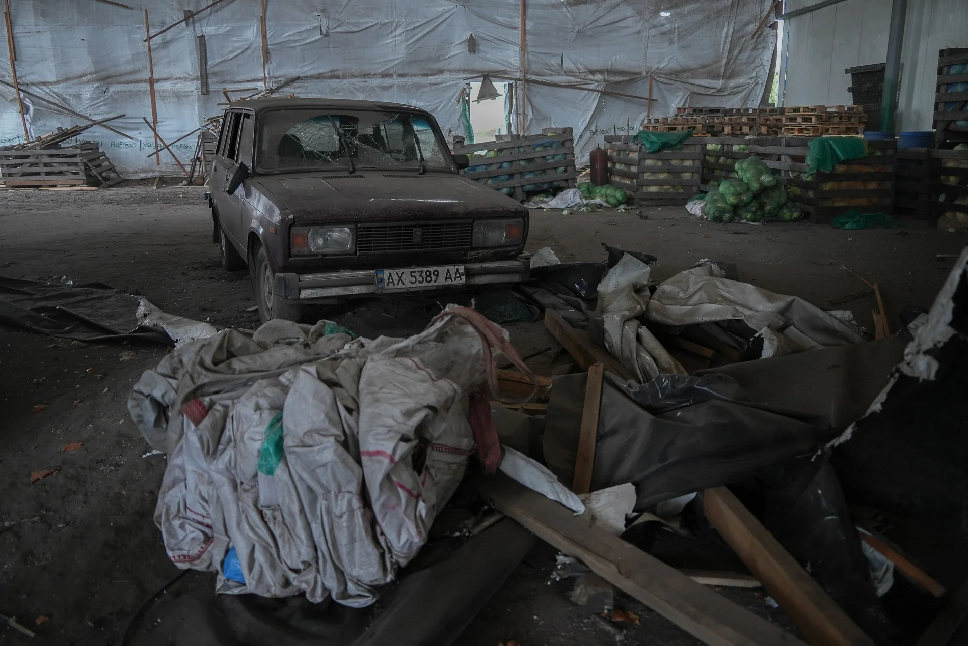 Damaged farm in Kharkiv oblast